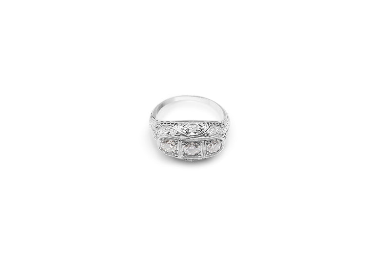 18ct White Gold Art Deco Old Cut Diamond Ring