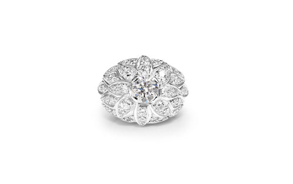 Platinum Vintage Diamond Cocktail Ring