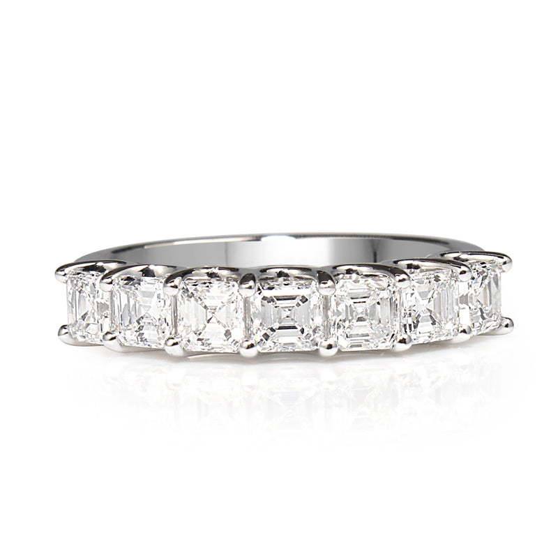 18ct White Gold Asscher Diamond Band