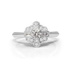 18ct White Gold Diamond Deco Style Ring