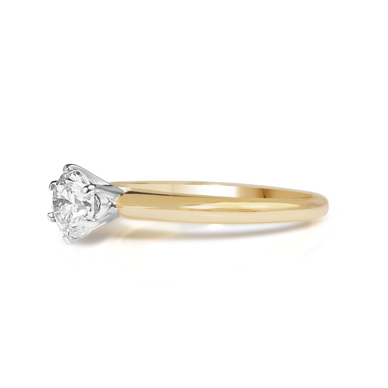 18ct Yellow and White Gold 6 Claw Solitaire