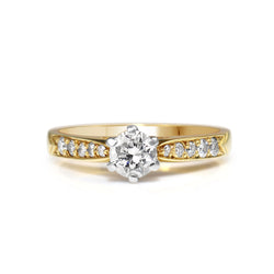 18ct Yellow and White Gold Diamond Solitaire Ring