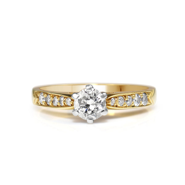 18ct Yellow and White Gold Diamond Solitaire Ring