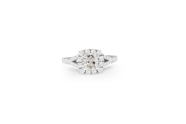 18ct White Gold Split Shoulder Halo Ring