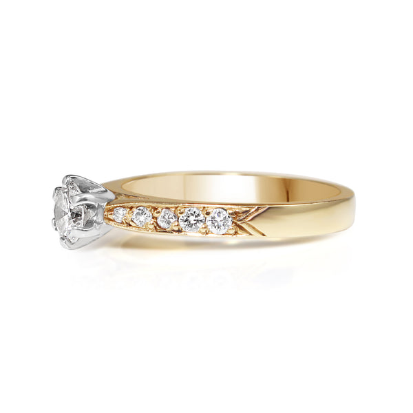 18ct Yellow and White Gold Diamond Solitaire Ring