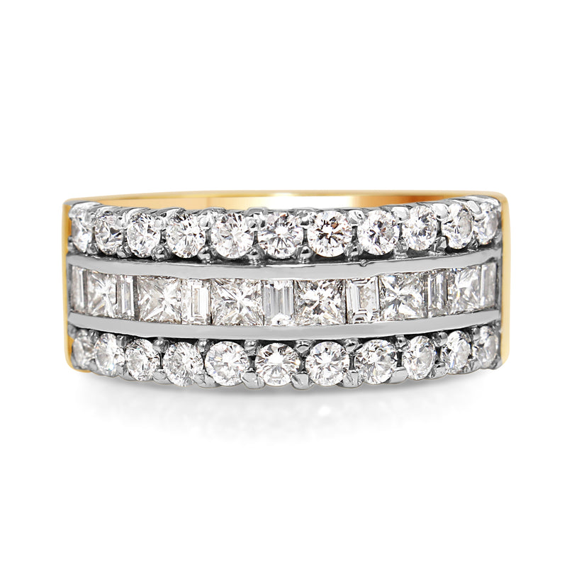 18ct Yellow and White Gold Wide Diamond Ring