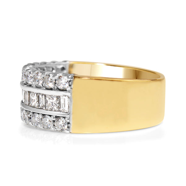 18ct Yellow and White Gold Wide Diamond Ring