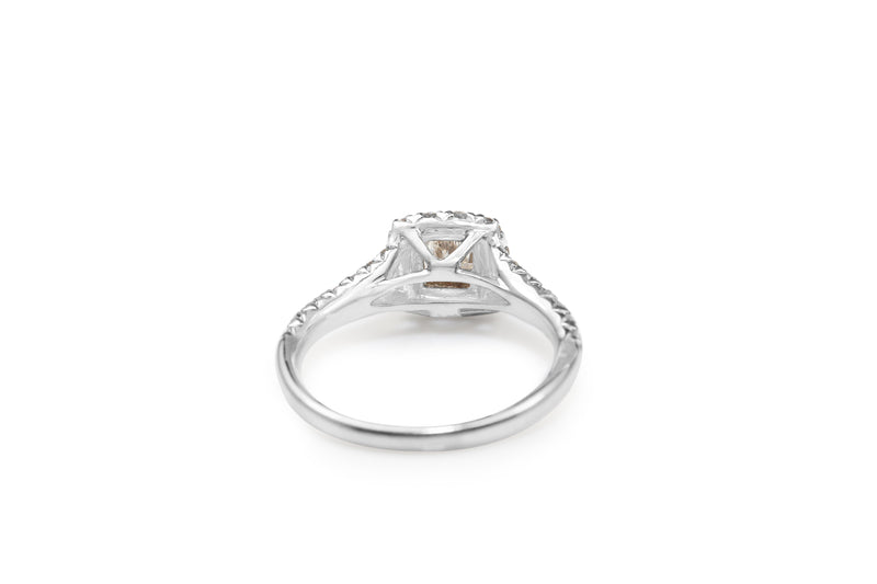 18ct White Gold Split Shoulder Halo Ring