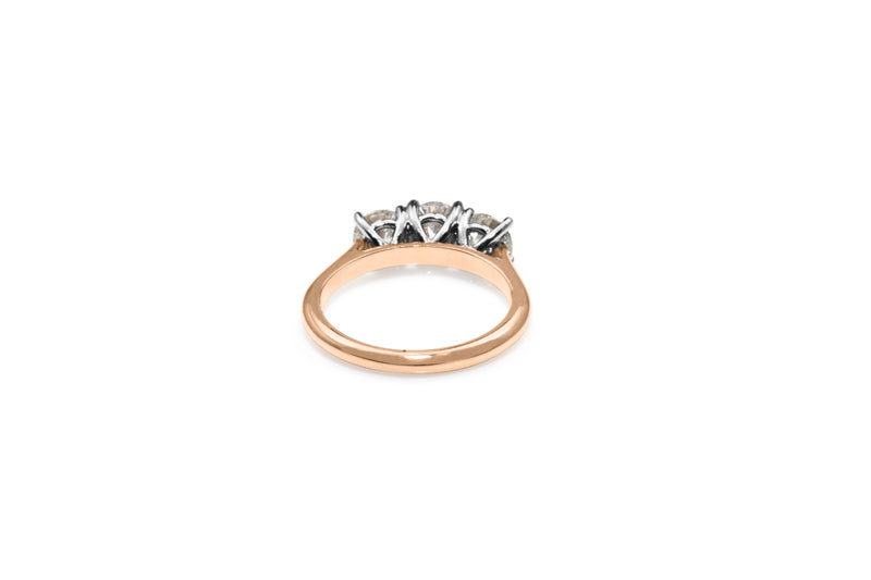 18ct Rose and White Gold 3 Stone Diamond Ring