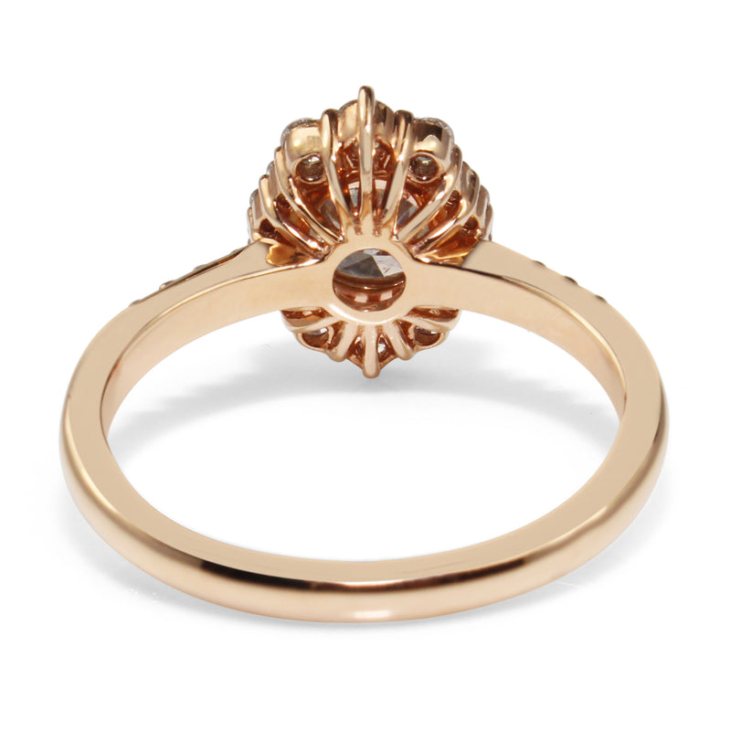 18ct Rose Gold Vintage Style Diamond Halo Ring