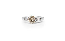 18ct White Gold Champagne Diamond Solitaire Ring
