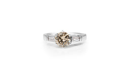 18ct White Gold Champagne Diamond Solitaire Ring