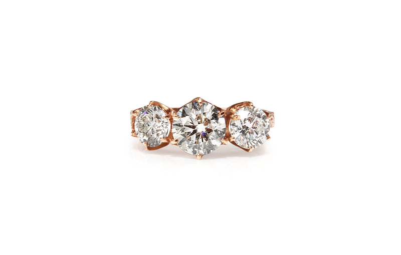 18ct Rose Gold 3 Stone Diamond Ring