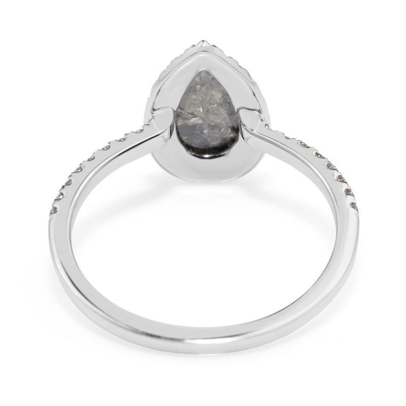 18ct White Gold Salt and Pepper Diamond Halo Ring