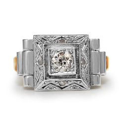 18ct Yellow and White Gold Art Deco Diamond Ring