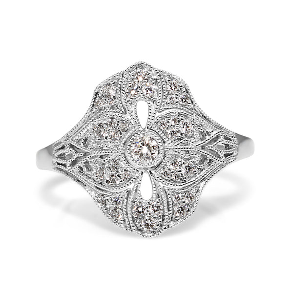 18ct White Gold Art Deco Style Ring