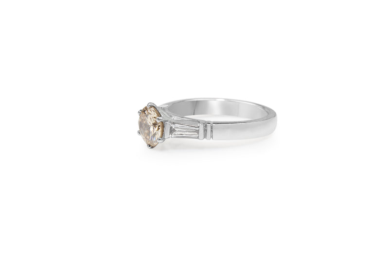 18ct White Gold Champagne Diamond Solitaire Ring