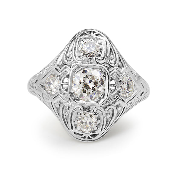 Platinum Art Deco Old Cut Diamond Ring