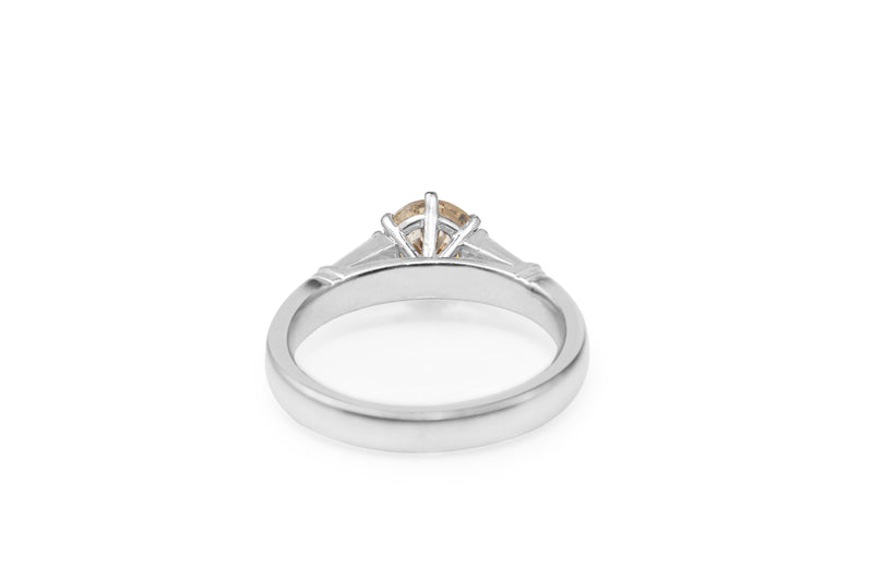 18ct White Gold Champagne Diamond Solitaire Ring