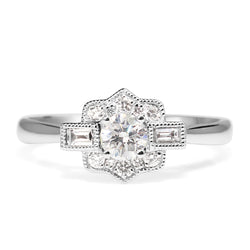 18ct White Gold Art Deco Style Diamond Ring