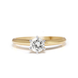 18ct Yellow and White Gold Solitaire Diamond Ring