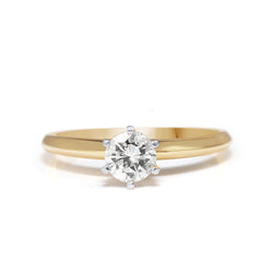 18ct Yellow and White Gold Solitaire Diamond Ring