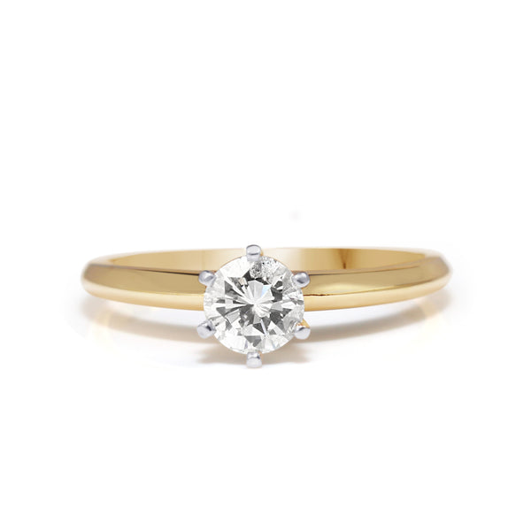 18ct Yellow and White Gold Solitaire Diamond Ring