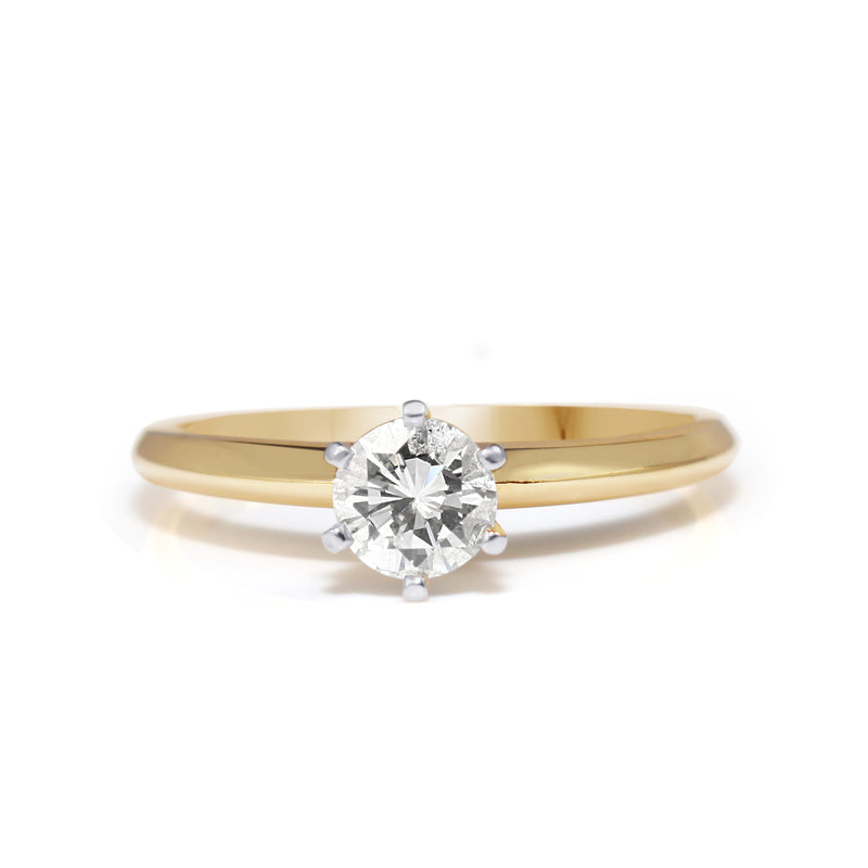 18ct Yellow and White Gold Solitaire Diamond Ring