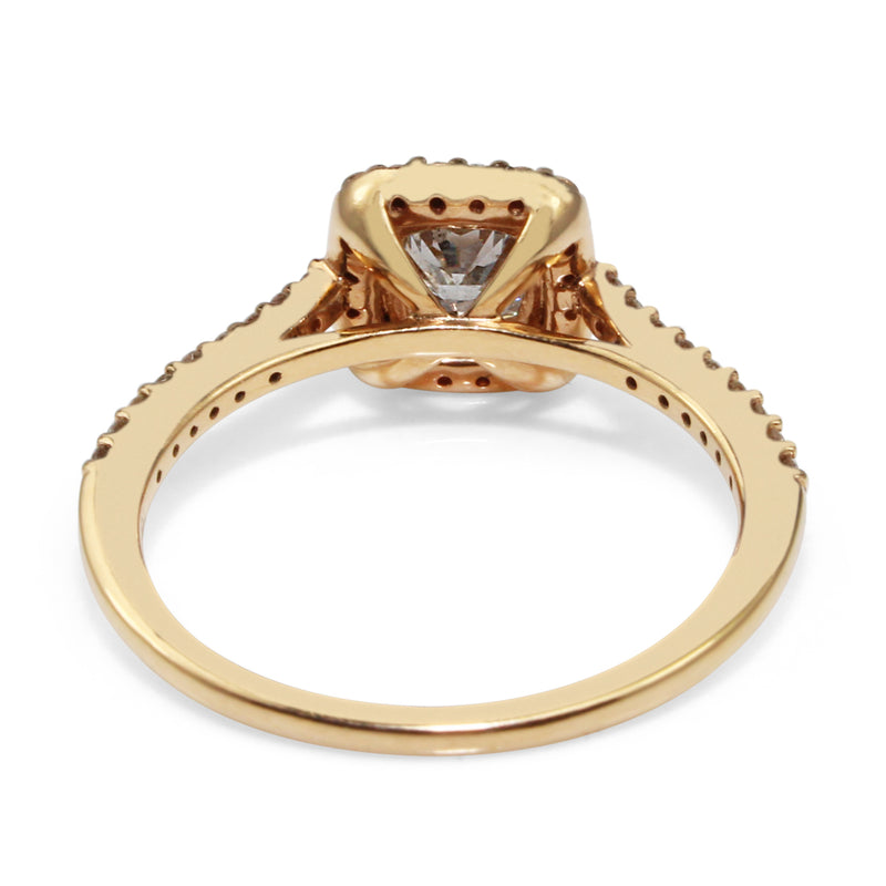 18ct Rose Gold Cushion Diamond Halo Ring