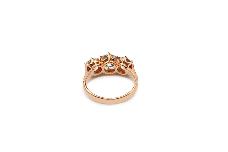 18ct Rose Gold 3 Stone Diamond Ring