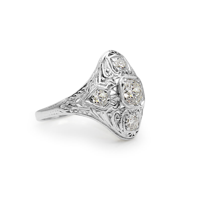 Platinum Art Deco Old Cut Diamond Ring