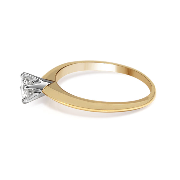 18ct Yellow and White Gold Solitaire Diamond Ring