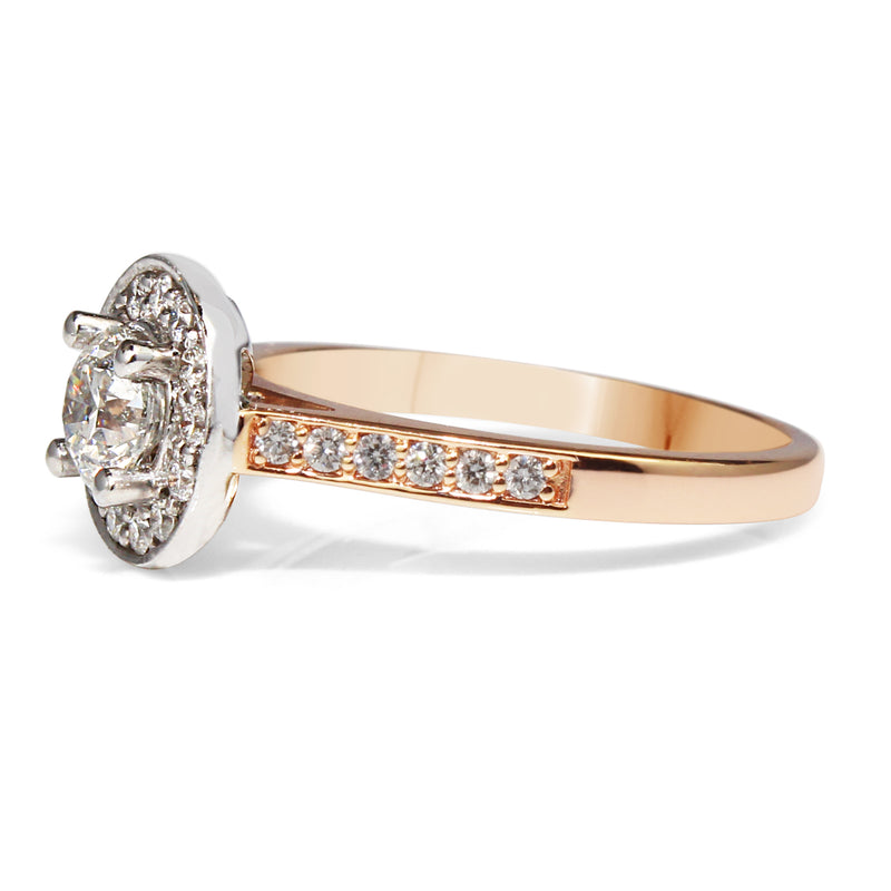 18ct White and Rose Gold Halo Diamond Ring