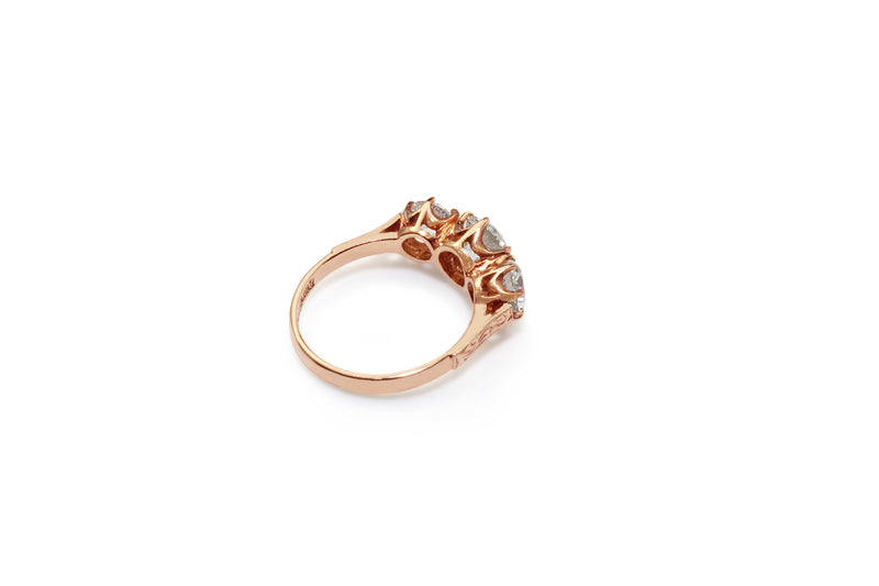 18ct Rose Gold 3 Stone Diamond Ring