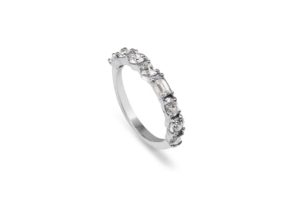 18ct White Gold Mixed Cut Diamond Band