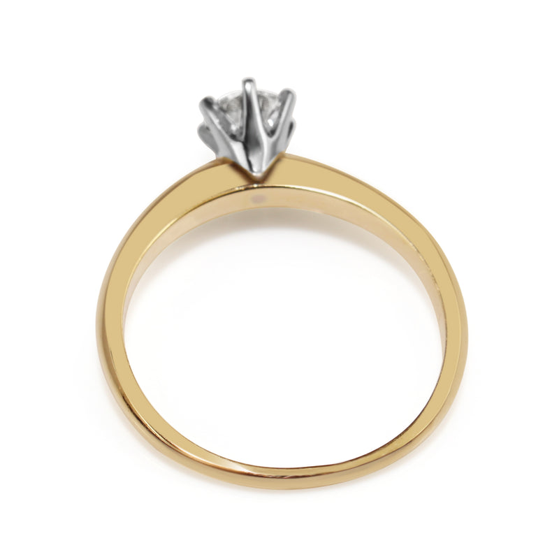 18ct Yellow and White Gold Solitaire Diamond Ring
