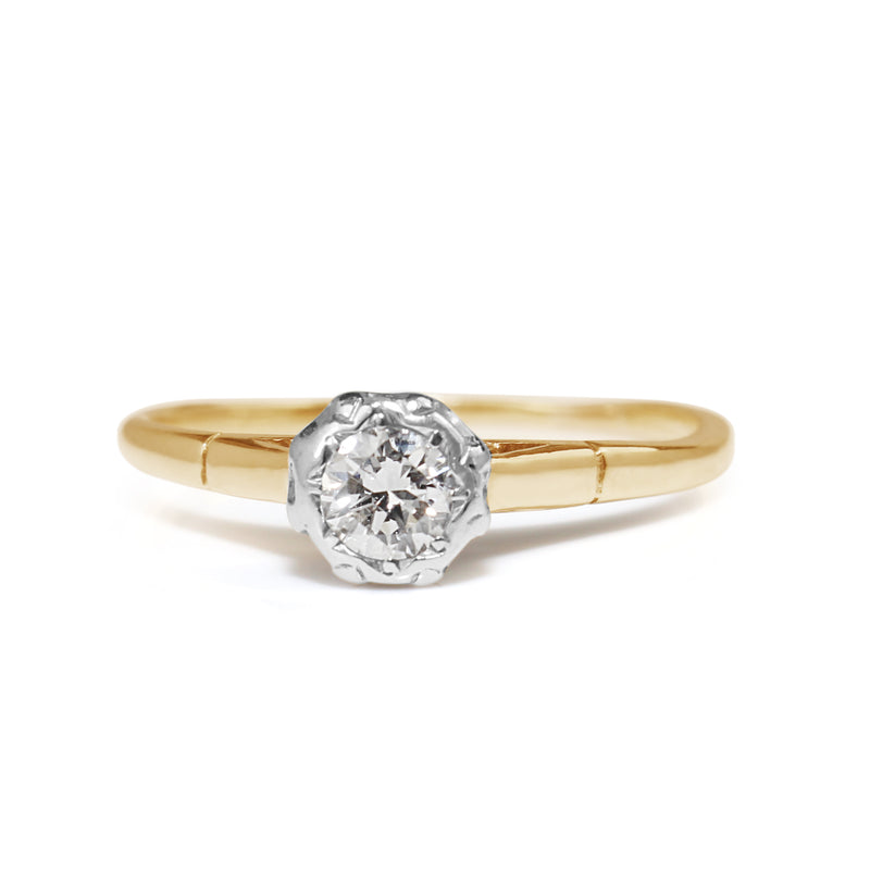 18ct Yellow and White Gold Diamond Solitaire Ring