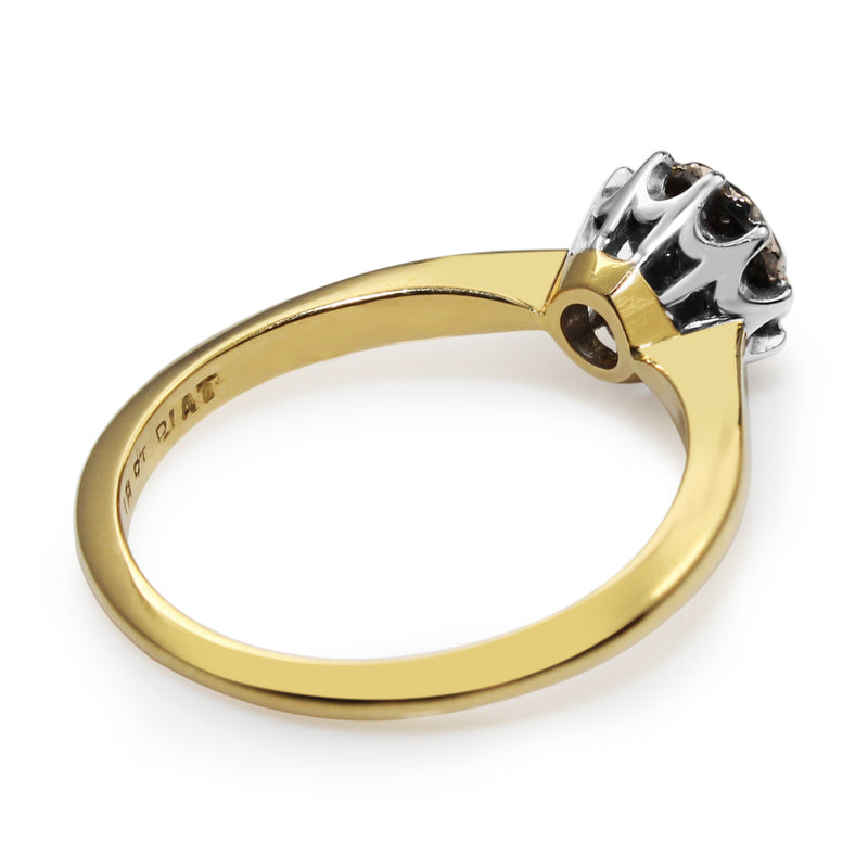 Platinum and 18ct Yellow Gold Old Cut Diamond Cluster Ring