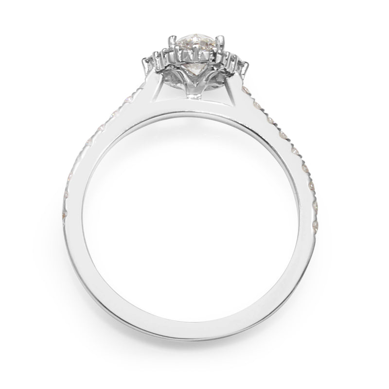18ct White Gold Fine Oval Diamond Halo Ring