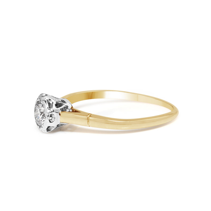 18ct Yellow and White Gold Diamond Solitaire Ring