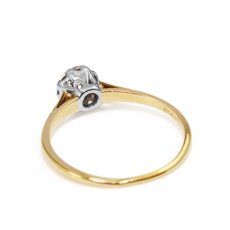 18ct Yellow and White Gold Diamond Solitaire Ring