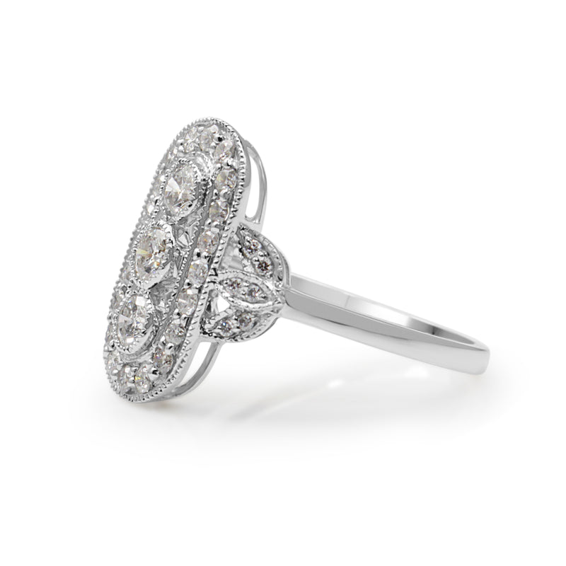 18ct White Gold Deco Style Diamond Ring