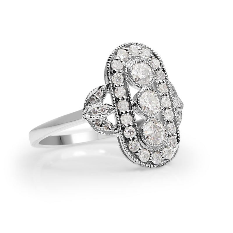 18ct White Gold Deco Style Diamond Ring