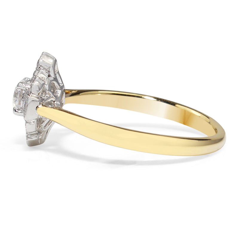 18ct Yellow and White Gold Deco Style Ring