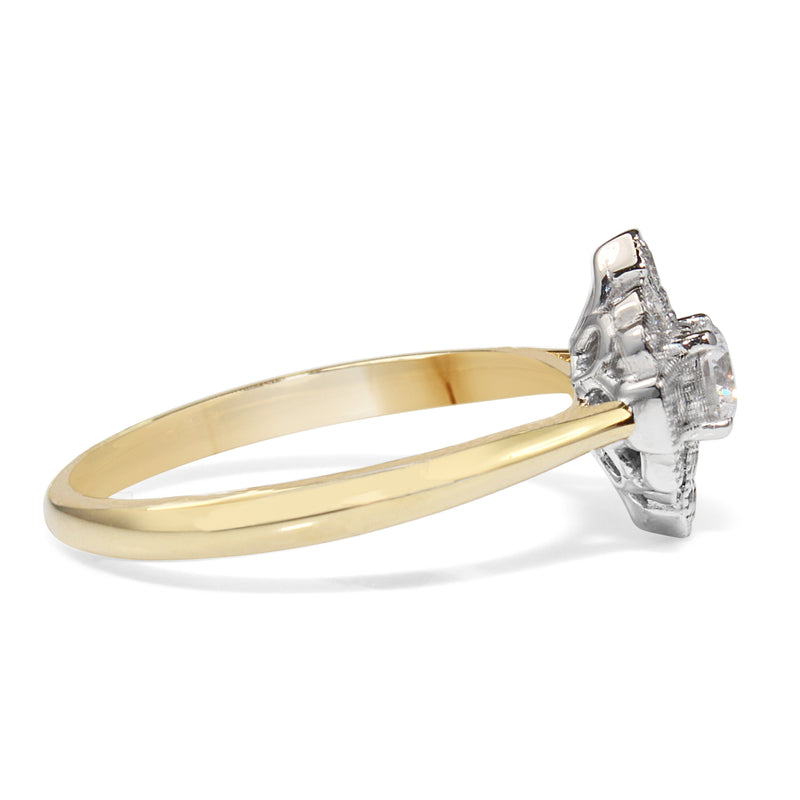 18ct Yellow and White Gold Deco Style Ring