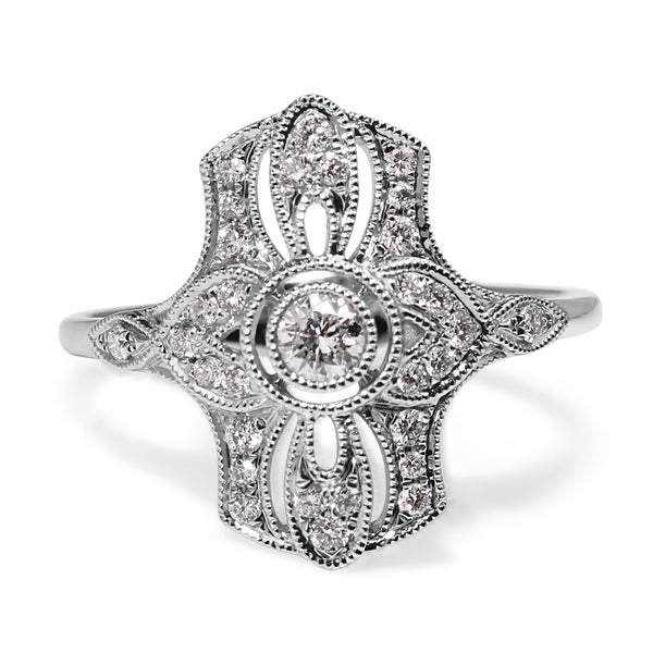 18ct White Gold Art Deco Style Ring