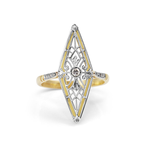 18ct Yellow Gold Art Nouveau Diamond Ring