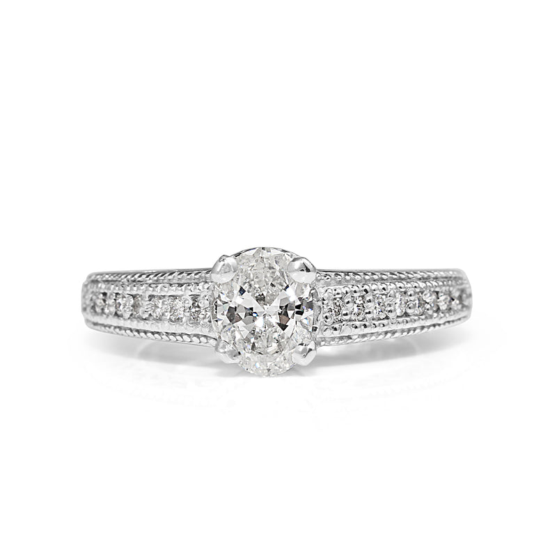 Platinum Oval Diamond Filigree Ring