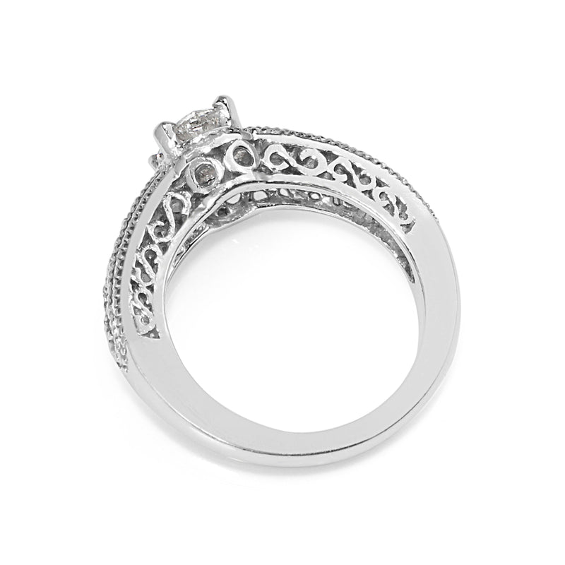 Platinum Oval Diamond Filigree Ring
