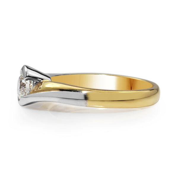 18ct Yellow and White Gold Twist Diamond Ring